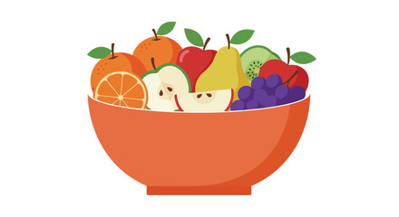 A colorful assortment of fresh fruits displayed in an orange bowl