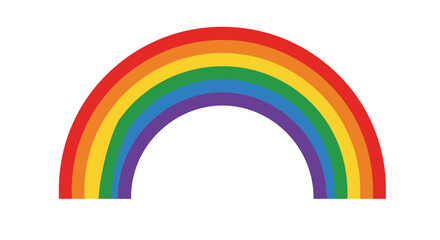 Obraz premium A simple illustration of a colorful rainbow arching across a white background