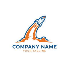 Dynamic Rocket Launch Logo Design for Company Branding and Tagline, Symbolizing Growth, Innovation, and Success on a White Background, Flat Vector Elements, Vector Illustration, Simple Vector,