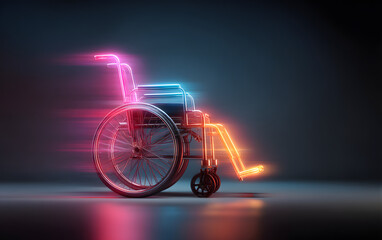 International day for persons with disabilities awareness graphic with wheelchair symbol. High quality