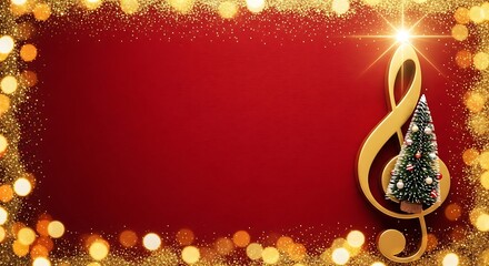Festive Holiday Music Celebration with Sparkling Christmas Tree and Treble Clef