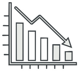 Declining Graph with Downward Arrow Demonstrating Negative Economic Trend