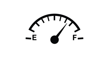 Simple black gauge illustration displaying an empty fuel level indicator