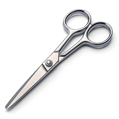 Fototapeta premium A pair of office scissors displayed on a white background, designed for cutting paper and light materials in