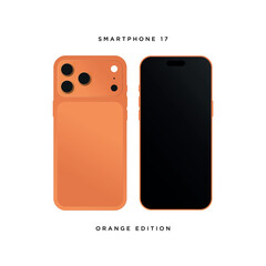 Smartphone 17 Device Template Wireframe Orange Edition
