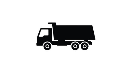 Simple black silhouette of a dump truck with a raised bed