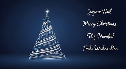 Christmas greetings in multiple languages festive tree design