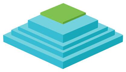 Fototapeta premium Isometric blue tiered pyramid with a green top platform symbolizing success growth and hierarchy