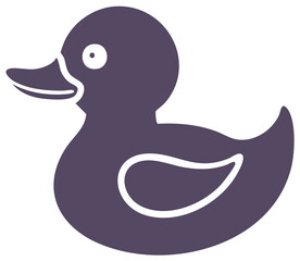 Simple Purple Rubber Duck Illustration Icon Symbol Aquatic Bird Play Toy Bath