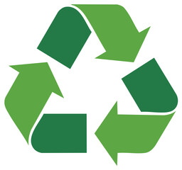Universal Recycling Symbol with Green Arrows Indicating the Reduction Reuse and Recycle Process for Environmental Protection