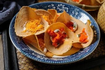 Thai crispy pancake ,thai called  Khanom Bueang