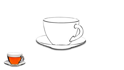 outline of a cup and saucer on a white background