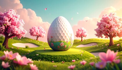 Pastel Easter egg on a golf course