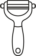 Simple vegetable peeler outline, kitchen cooking utensil line art design



