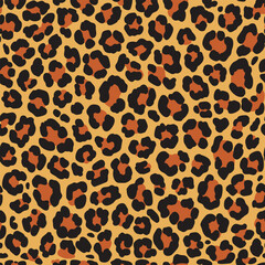 Seamless leopard print. Vector animal skin texture background	
