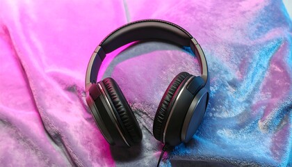 Headphones on colorful fabric (1)