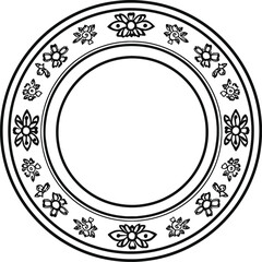 Ornamental kitchen plate with flowers, detailed dinnerware design

