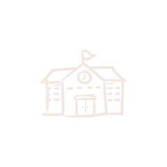 Simple Line Art Drawing of a School Building Icon.