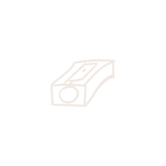 Simple line drawing of a classic pencil sharpener.