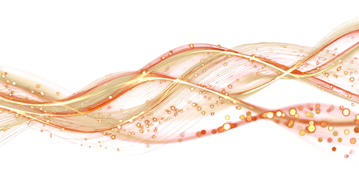 Gold and red glowing abstract waves on a transparent background. New Year's mood. Sparkling light effects. Elegant festive style. - Powered by Adobe