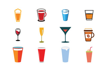 set of different drinks