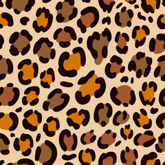 Seamless leopard print. Vector animal skin texture background	
