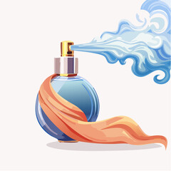 Elegancka butelka perfum rozpylająca zapach. Ilustracja wektorowa symbolizująca luksus i piękno.