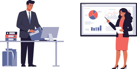 Fototapeta premium Business, teamwork, office, presentation, data, analysis, corporate, meeting, professional, charts, graphs, strategy, planning, workplace, collaboration