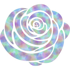 Illustration featuring a beautiful watercolor-patterned rose icon image