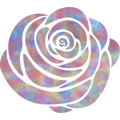 Illustration featuring a beautiful watercolor-patterned rose icon image