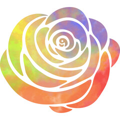 Illustration featuring a beautiful watercolor-patterned rose icon image
