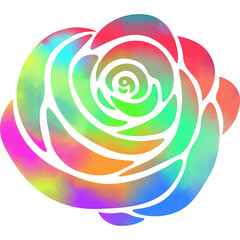 Illustration featuring a beautiful watercolor-patterned rose icon image