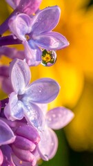 Close-up of a lilac flower with water droplets