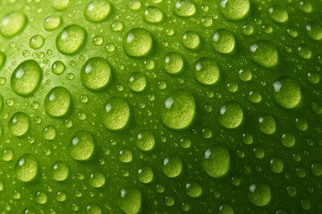 Extreme close-up of a green apple skin, pores and texture highly detailed, fresh water droplets on surface