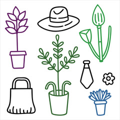Potted plants hat tie bag flower purple green