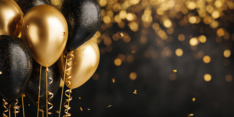 Elegant Black and Gold Balloons Party Background 