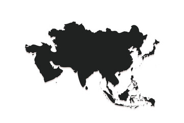 Simple Black Map of Asia Isolated on White Background design