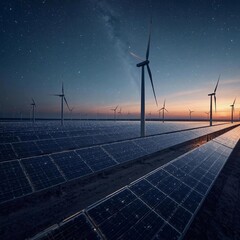Renewable energy under starry sky