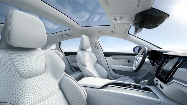 白革シートとパノラマ天井の車内全体の様子