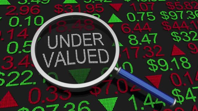 Undervalued Stocks Top Picks High Potential Future Growth Magnifying Glass 3d Animation