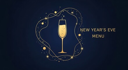 Elegant New Year's Eve Menu Celebration Golden Champagne Toast