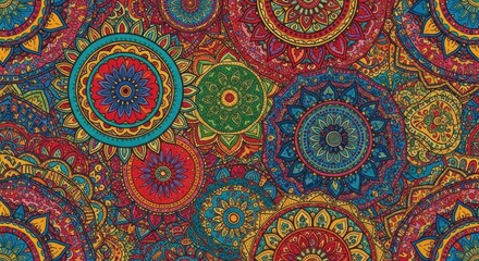 Vibrant mandala kaleidoscope pattern creating a visually stunning and mesmerizing design for bohemian fashion, spiritual art, or yoga studio decor projects