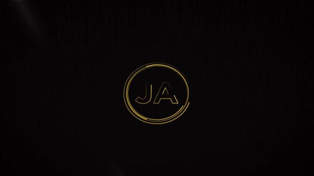 JA, JA Golden Letter Logo Animation Effects On Black Background 