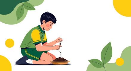 Young Gardener Planting Seeds Symbolizing Growth, Hope, and New Beginnings Creatively