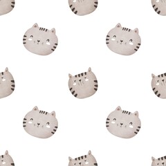 seamless pattern with cartoon cats. Colorful illustartion flat for kids. hand drawing. baby design for fabric, print, wrapper, textile