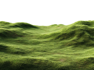 PNG of A serene green landscape featuring rolling hills covered in vibrant grass, evoking tranquility and natural beauty.