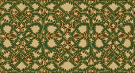 Elegant Celtic knot pattern in earth tones creates a stunning vintage aesthetic for invitations, backgrounds, and artistic design projects