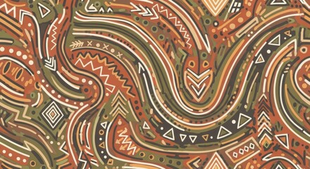Boho chic pattern with tribal earthy tones creates a warm, inviting aesthetic perfect for textiles, wallpaper, and unique creative projects