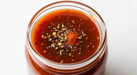 North Carolina Barbecue Sauce in Glass Jar on White Background