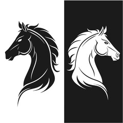 Stylised black and white horse head divided by contrast